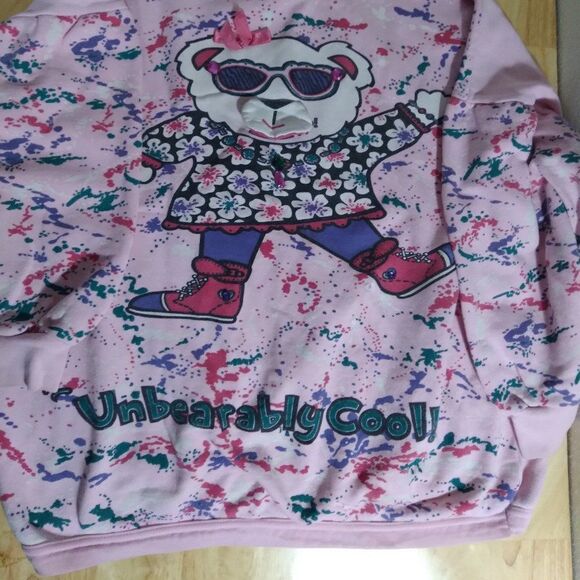 Vintage 90s Comfy Club Unbearably Cool Teddy Bear Crewneck Sweatshirt - Picture 2 of 10